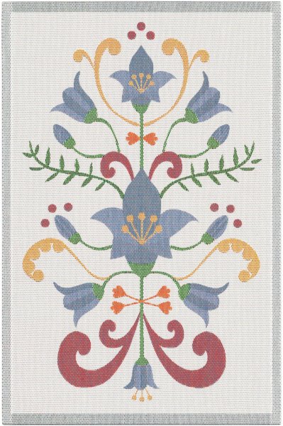 Trapo de cocina de Ekelund; Modelo Lindas Blåklocka 510; Color principal azul en algodón; Tamaño 40x60 cm rectangular; Motivo Plantas y flores tejido en pixel (6 colores)