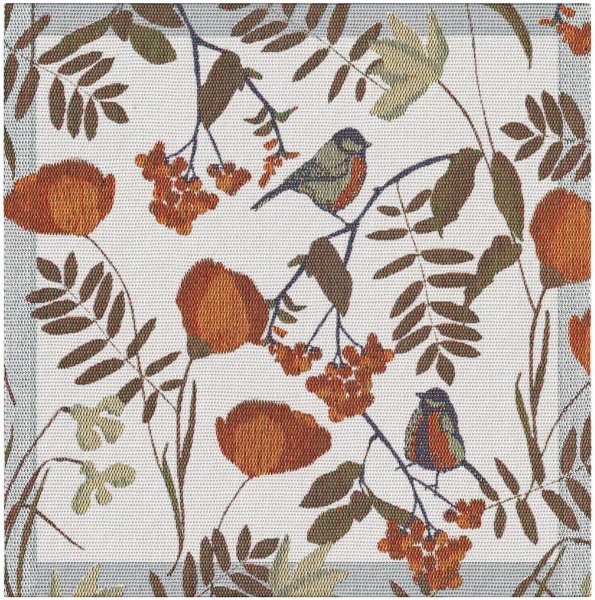 Napkin from Ekelund; Model Fåglabäck 560; main colour brown in cotton; Size 35x35 cm Square; Motif Autumn, Animals; Pattern Pixel-wowen (6 colours)