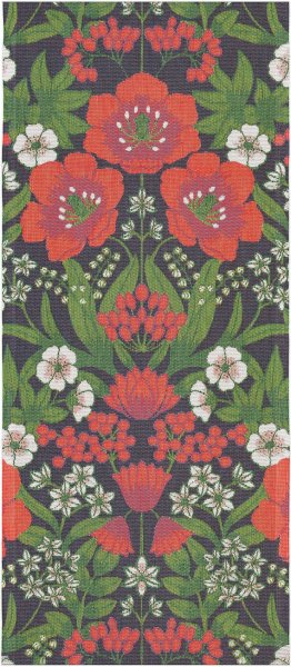 Chemin de table de Ekelund; Model Julblommor 530; Couleur principale rouge en coton; Taille 35x80 cm rectangulaire; Motif Noël Pixel tissé (6 couleurs)