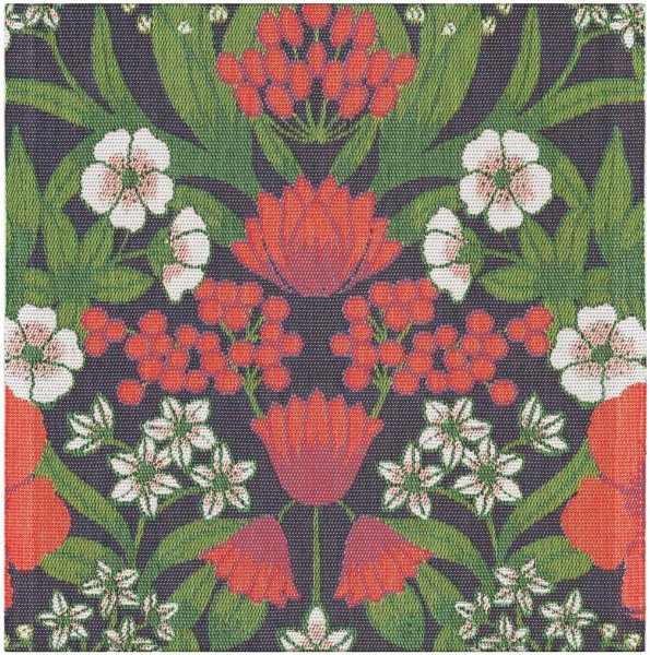 Napkin from Ekelund; Model Julblommor 530; main colour red in cotton; Size 35x35 cm Square; Motif Christmas; Pattern Pixel-wowen (6 colours)