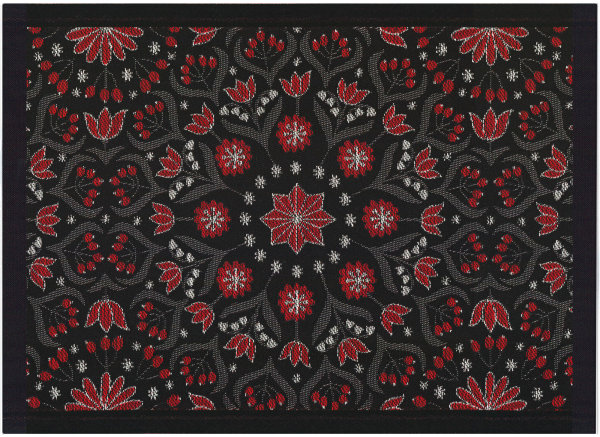 Sets de table (2xSet) de Ekelund; Model Bettys Jul 930; Couleur principale noir en coton; Taille 35x48 cm rectangulaire; Motif Noël Tissé