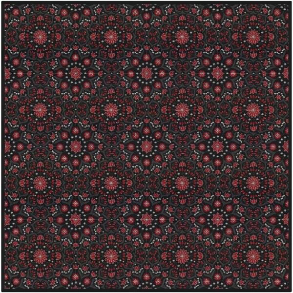 Tischdecke von Ekelund; Modell Bettys Jul 930 in Grundfarbe schwarz aus Baumwolle; Größe 145x145 cm quadratisch; Motiv Weihnachten; Muster gewebt