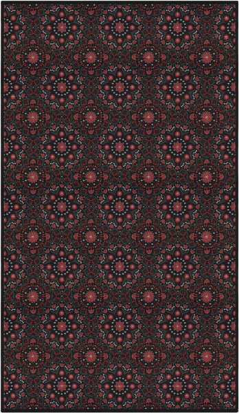 Tablecloth from Ekelund; Model Bettys Jul 930; main colour black in cotton; Size 145x300 cm rectangular; Motif Christmas; Pattern woven