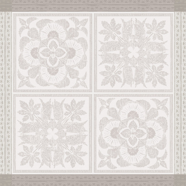 Serviettes de table (4x Set) de Garnier-Thiebaut; Model Harmonie Beige; Couleur principale beige en lin; Taille 54x54 cm carré; Motif  tissé jacquard