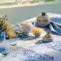 Serviettes de table (4x Set) Mille Rameaux Bleu 55x55 cm coton - Garnier-Thiebaut