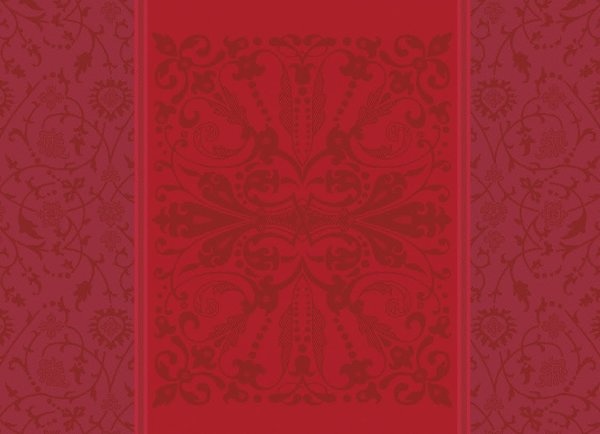 Tischsets (2x Set) von Garnier Thiebaut; Modell Cassandre Grenat in Grundfarbe rot aus Baumwolle; Größe 39x54 cm rechteckig; Motiv ; Muster jacquard-gewebt