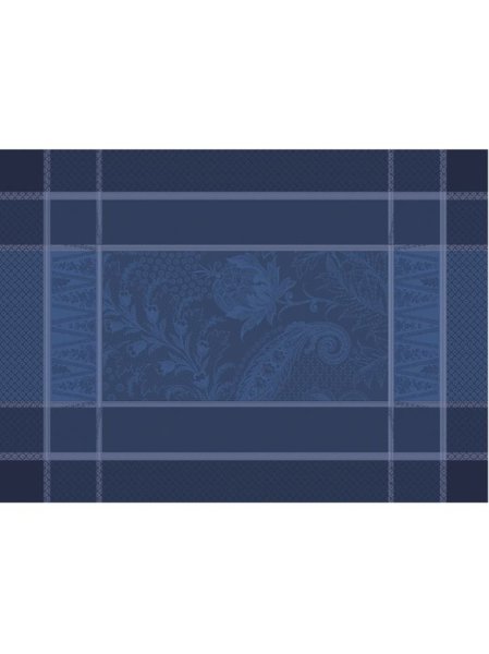 Placemats (2x Set) from Garnier-Thiebaut; Model Persina Crepuscule; main colour blue in mixed fabric; Size 39x54 cm rectangular; Motif ; Pattern jacquard woven