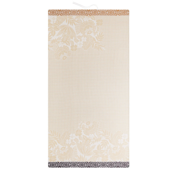 Drap de plage de Le Jacquard Français; Model Barbade Sable; Couleur principale beige en coton; Taille 100x200 cm rectangulaire; Motif Fleurs et plantes nid dabeilles