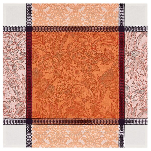 Le Jacquard Français - Tischdecke - Escapade Tropicale - Goyave aus 100% Leinen in orange - jacquard-gewebt - GTIN: 3660269293604