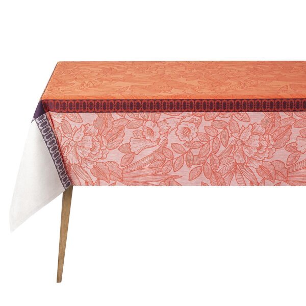 Le Jacquard Français - Tischdecke - Escapade Tropicale - Goyave aus 100% Leinen in orange - jacquard-gewebt - GTIN: 3660269293666