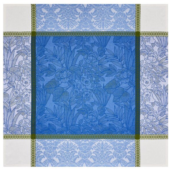 Le Jacquard Français - Tischdecke - Escapade Tropicale - Perroquet aus 100% Leinen in blau - jacquard-gewebt - GTIN: 3660269293611