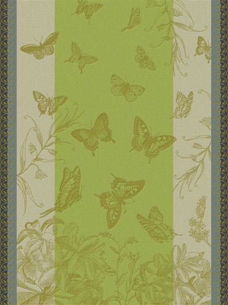 Canovaccio de Le Jacquard Français; Modelo Jardin Des Papillons Succulente; Colore principale verde en cotone; Taglia 60x80 cm rettangolare; Motivo Animali in tessuto jacquard