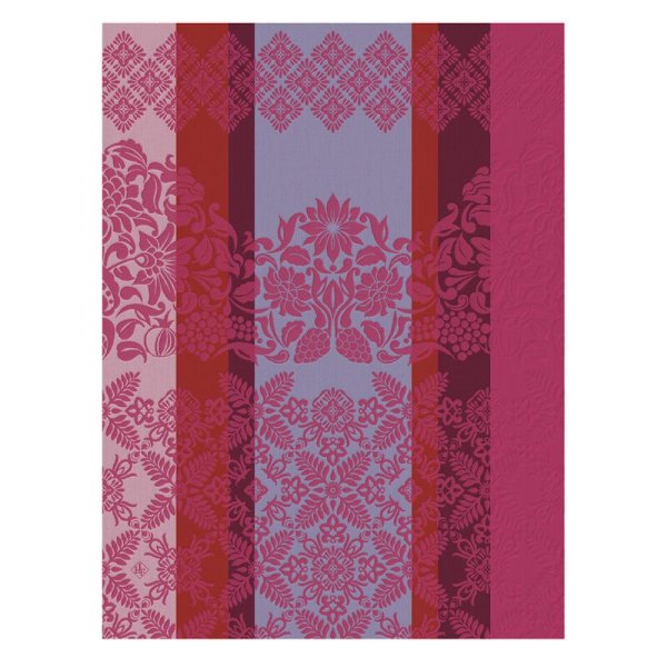 Canovaccio de Le Jacquard Français; Modelo Mumbai Fuchsia; Colore principale rosa en cotone; Taglia 60x80 cm rettangolare; Motivo disegni grafici in tessuto jacquard