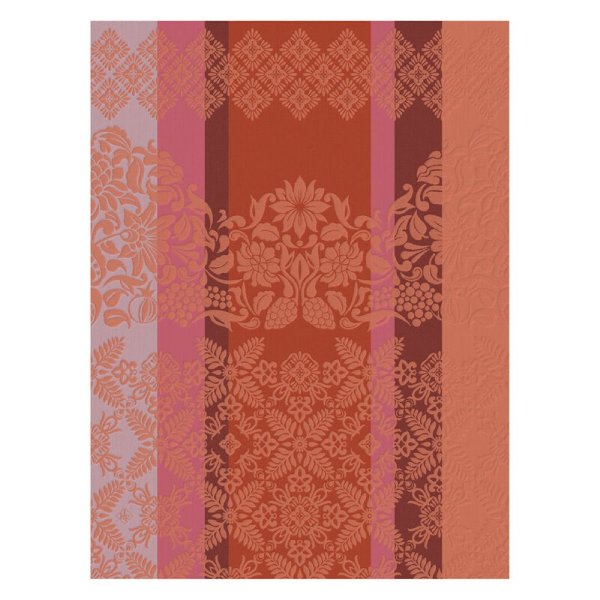 Torchon de Le Jacquard Français; Model Mumbai Marigold; Couleur principale orange en coton; Taille 60x80 cm rectangulaire; Motif dessins graphiques tissé jacquard