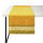 Camino de mesa de Le Jacquard Français; Modelo Mumbai Safran; Color principal amarillo en algodón; Tamaño 50x150 cm rectangular; Motivo diseños gráficos en tejido jacquard