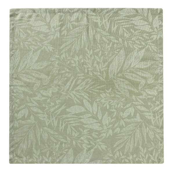 Napkins (4x Set) from Le Jacquard Français; Model Charmilles Feuillage; main colour green in cotton; Size 45x45 cm Square; Motif Flowers and plants; Pattern jacquard woven