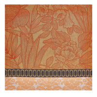 Napkins (4x Set) from Le Jacquard Français; Model Escapade Tropicale Goyave; main colour orange in linen; Size 58x58 cm Square; Motif Flowers and plants; Pattern jacquard woven