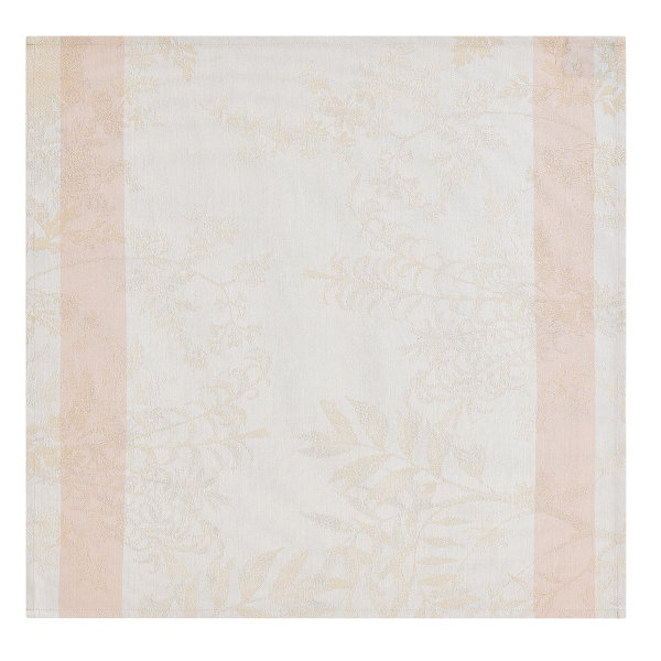 Napkins (4x Set) from Le Jacquard Français; Model Jardin DEden Chair; main colour beige in cotton; Size 58x58 cm Square; Motif Flowers and plants; Pattern jacquard woven