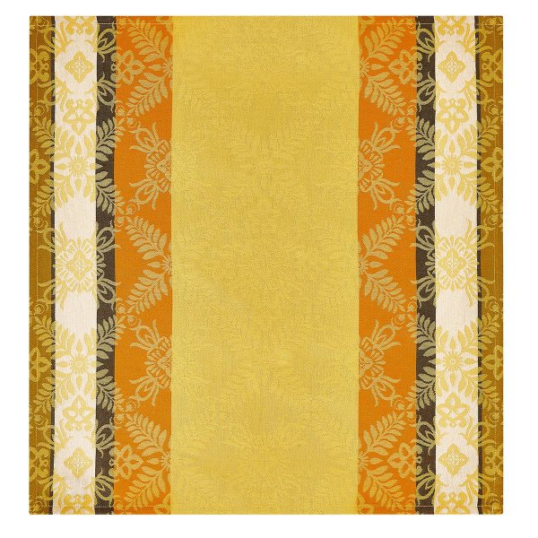 Napkins (4x Set) from Le Jacquard Français; Model Mumbai Safran; main colour yellow in cotton; Size 50x50 cm Square; Motif graphic patterns; Pattern jacquard woven