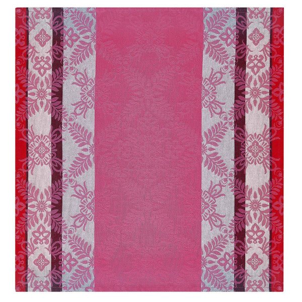 Serviettes de table (4x Set) de Le Jacquard Français; Model Mumbai Fuchsia; Couleur principale rose en coton; Taille 50x50 cm carré; Motif dessins graphiques tissé jacquard