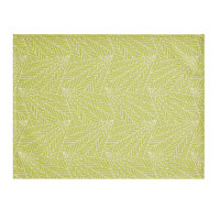 Coated placemats (2x Set) from Le Jacquard Français; Model A La Carte Feuilles Anis; main colour green in mixed fabric; Size 36x48 cm rectangular; Motif graphic patterns; Pattern jacquard woven