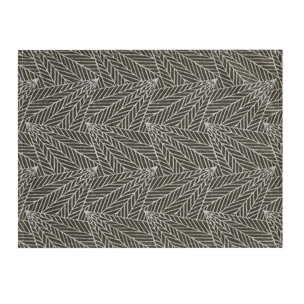 Coated placemats (2x Set) from Le Jacquard Français; Model A La Carte Feuilles Kaki; main colour brown in mixed fabric; Size 36x48 cm rectangular; Motif graphic patterns; Pattern jacquard woven