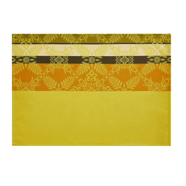 Tovagliette rivestite (2x Set) de Le Jacquard Français; Modelo Mumbai Safran; Colore principale giallo en cotone; Taglia 36x50 cm rettangolare; Motivo disegni grafici in tessuto jacquard