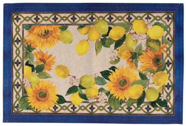 Doormat from Tessitura Toscana Telerie; Model Etruscan Sabbia; main colour multicolored in Polyester; Size 52x80 cm rectangular; Motif Flowers and plants; Pattern printed