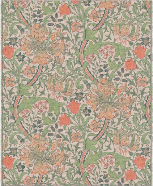 Plaid de Ekelund; Model William Morris Golden Lily; Couleur principale multicolore en coton; Taille 140x170 cm rectangulaire; Motif Fleurs et plantes Pixel tissé (6 couleurs)