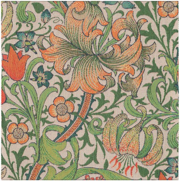 Napkin from Ekelund; Model William Morris Golden Lily; main colour multicolored in cotton; Size 35x35 cm Square; Motif Flowers and plants; Pattern Pixel-wowen (6 colours)