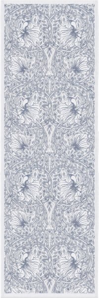 Chemin de table de Ekelund; Model William Morris Pimpernel; Couleur principale bleu en Mélange coton-lin; Taille 50x150 cm rectangulaire; Motif Fleurs et plantes Tissé