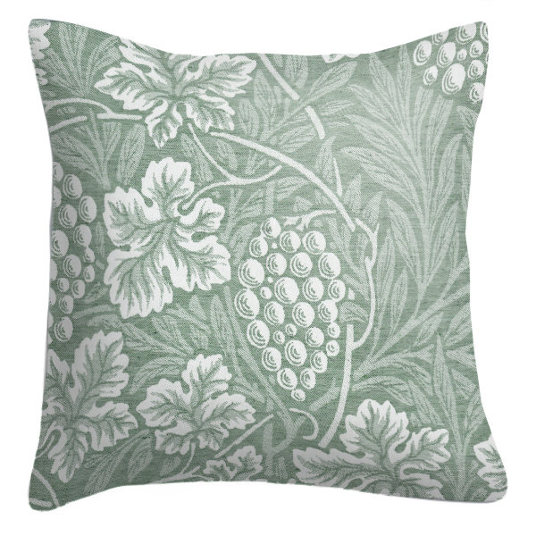 Housse de coussin de Ekelund; Model William Morris Vine; Couleur principale vert en Mélange coton-lin; Taille 40x40 cm carré; Motif Fleurs et plantes, Fruits et légumes Tissé