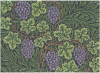 Sets de table (2xSet) de Ekelund; Model William Morris Vine; Couleur principale vert en coton; Taille 35x48 cm rectangulaire; Motif Fleurs et plantes, Fruits et légumes Pixel tissé (6 couleurs)