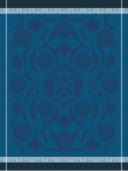 Paño de cocina de Le Jacquard Français; Modelo LAil Bleu; Color principal azul en algodón; Tamaño 60x80 cm rectangular; Motivo Plantas y flores en tejido jacquard