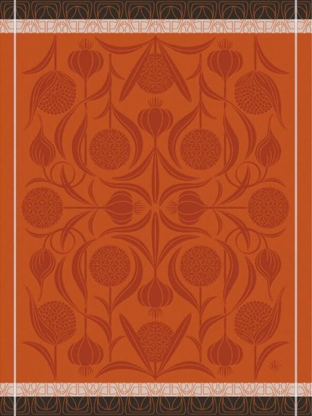 Canovaccio de Le Jacquard Français; Modelo LAil Orange; Colore principale arancia en cotone; Taglia 60x80 cm rettangolare; Motivo Fiori e piante in tessuto jacquard