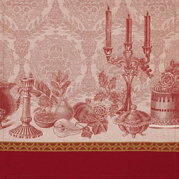 Tovaglioli (4x Set) de Le Jacquard Français; Modelo Festin Scala; Colore principale rosso en cotone; Taglia 55x55 cm quadrato; Motivo disegni grafici in tessuto jacquard