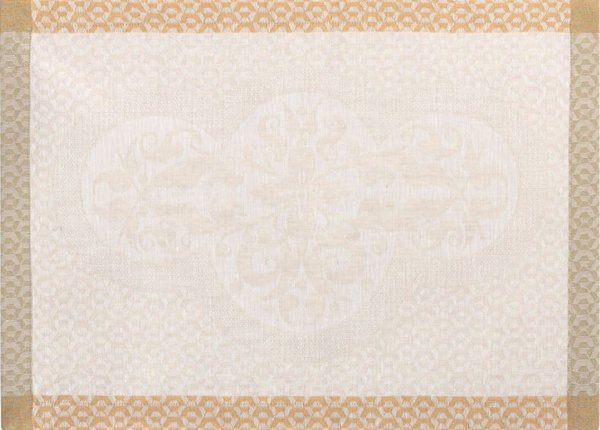 Individuales (2x Set) de Le Jacquard Français; Modelo Évasion Céleste Travertin; Color principal beige en lino; Tamaño 36x50 cm rectangular; Motivo Celebraciones festivas en tejido jacquard