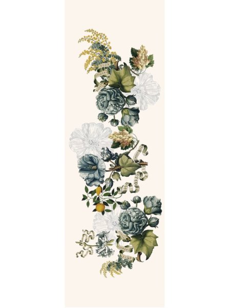 Runner da tavola de Garnier-Thiebaut; Modelo Giardino Naturel; Colore principale multicolore en Misto cotone-lino; Taglia 50x155 cm rettangolare; Motivo Fiori e piante, Estate stampato