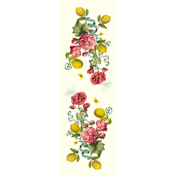 Runner da tavola de Garnier-Thiebaut; Modelo Citrons de Menton Romance; Colore principale multicolore en Misto cotone-lino; Taglia 50x155 cm rettangolare; Motivo Frutta e verdura, Estate stampato