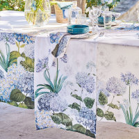 Chemin de table Jardin de Bretagne Bleu 53x150 cm...