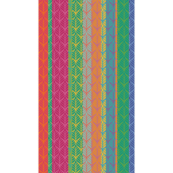 Drap de plage de Garnier-Thiebaut; Model Feuillage Pop; Couleur principale multicolore en coton; Taille 100x180 cm rectangulaire; Motif dessins graphiques tissé jacquard