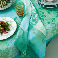 Napkins (4x Set) Mille Feuillages Turquoise 55x55 cm...