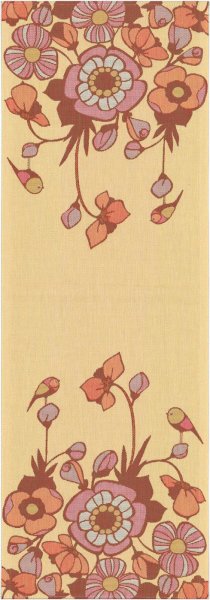 Chemin de table de Ekelund; Model Blomkvitter 520; Couleur principale jaune en coton; Taille 35x100 cm rectangulaire; Motif Fleurs et plantes, Printemps Pixel tissé (6 couleurs)