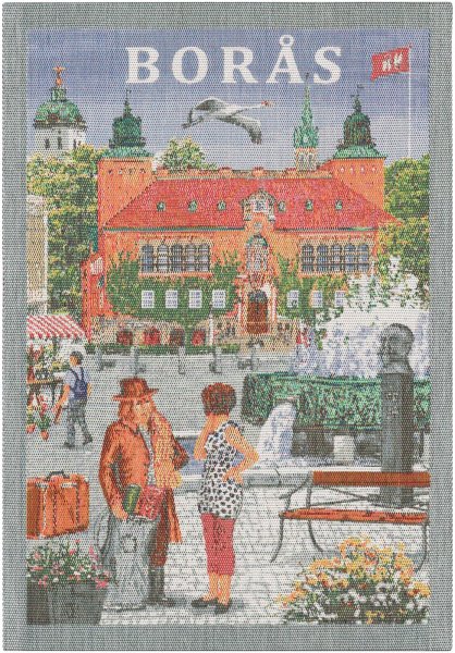 Asciugamano de Ekelund; Modelo Borås 599; Colore principale multicolore en cotone; Taglia 35x50 cm rettangolare; Motivo Luoghi e città tessuto en pixel (6 colori)