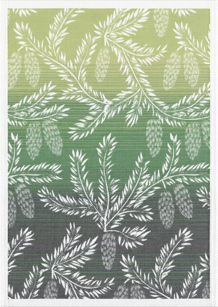 Towel from Ekelund; Model Frostgren 040; main colour green in cotton; Size 48x70 cm rectangular; Motif Christmas, Winter; Pattern woven