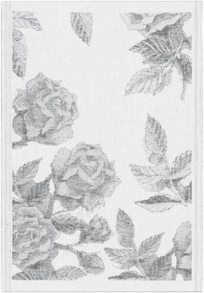 Towel from Ekelund; Model Herrgårdsros 099; main colour black in Cotton-linen mix; Size 35x50 cm rectangular; Motif Flowers and plants, Mother´s Day; Pattern woven