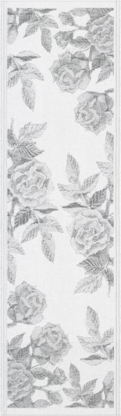 Table runner from Ekelund; Model Herrgårdsros 099; main colour  in Cotton-linen mix; Size 35x120 cm rectangular; Motif Flowers and plants, Mother´s Day; Pattern woven