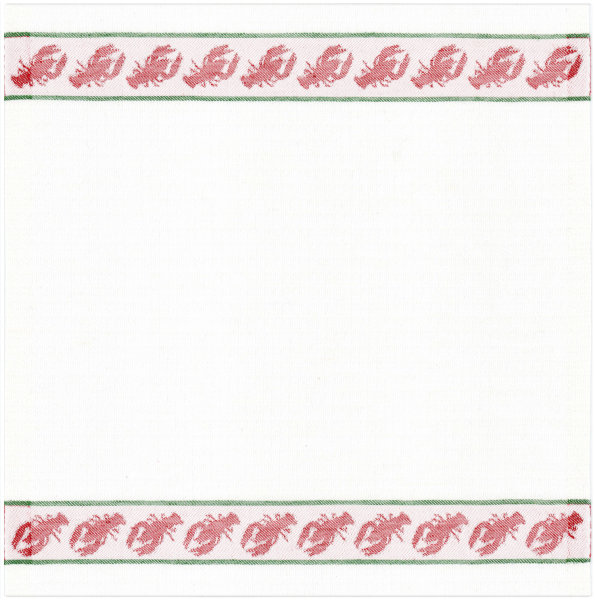 Napkin from Ekelund; Model Kräftband 030; main colour red in Cotton-linen mix; Size 35x35 cm square; Motif Food and drink, Maritime; Pattern woven