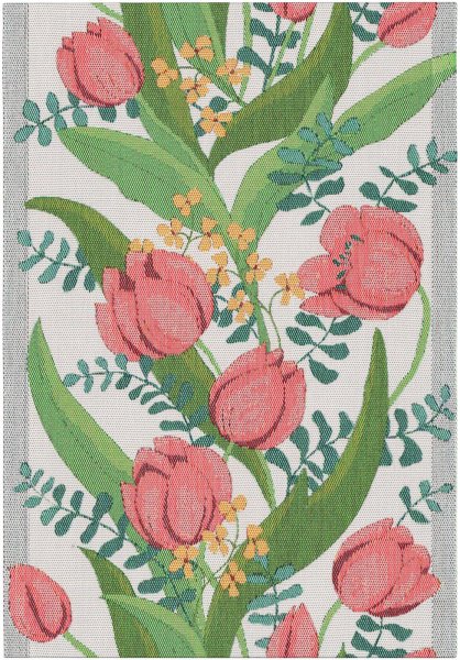 Towel from Ekelund; Model Tulpanlund 599; main colour multicolored in cotton; Size 35x50 cm rectangular; Motif Flowers and plants, Spring; Pattern Pixel-wowen (6 colours)