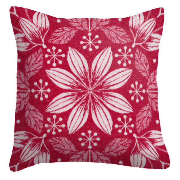 Housse de coussin de Ekelund; Model Värme 030; Couleur principale rouge en coton; Taille 40x40 cm carré; Motif dessins graphiques, Hiver Tissé